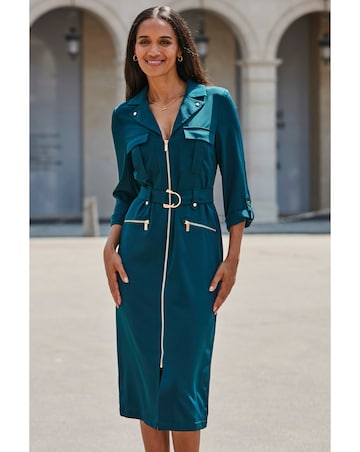 Sosandar Zip Through Utility Midi Shirt Dress