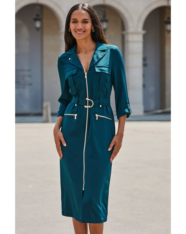 Sosandar Zip Through Utility Midi Shirt Dress