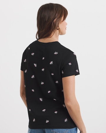 Black All Over Embroided Tee