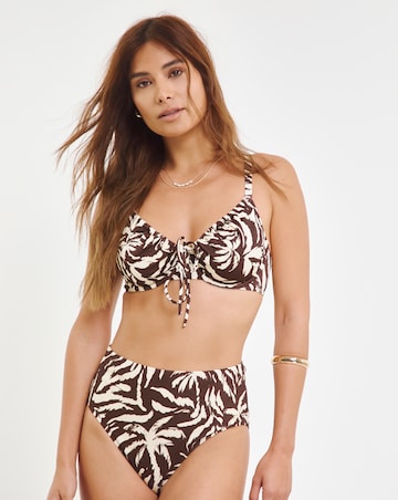Palm Print High Waist Bikini Bottoms