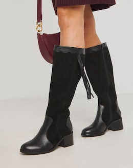 Joe Browns Black Suede Knee High Boot -Standard Fit (D) & Standard Calf