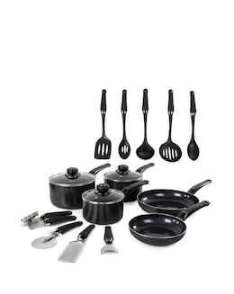 Swan Townhouse 14 Piece Cookware and Utensil Set Black