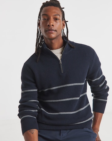 Fisherman Stripe 1/4 Zip Knitted Jumper