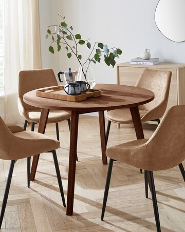 Oslo Round Dining Table with 4 Etta Faux Leather Chairs