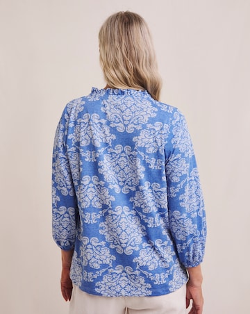 Julipa Blue Lightweight Burn Out Jersey Top