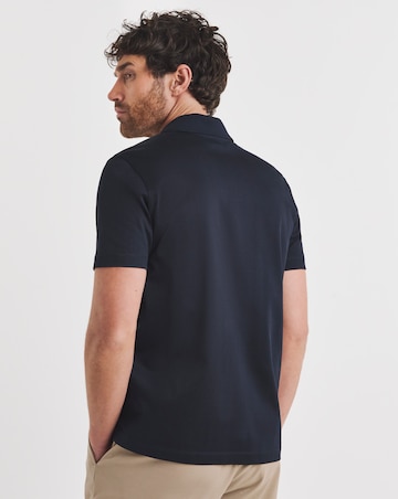 Folio Mercerised Supima Trophy Neck Polo- Navy