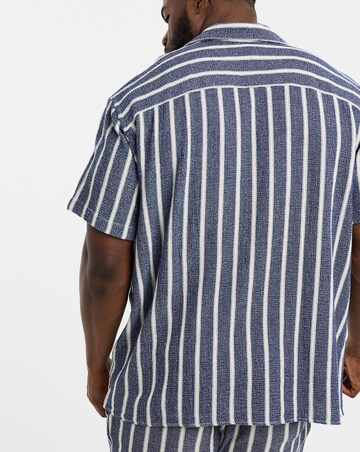 Jack & Jones Coba Stripe Resort Shirt - Blue