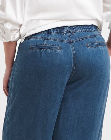 Simply Be Mid Blue Draped Lyocell Denim Wide Leg Jeans
