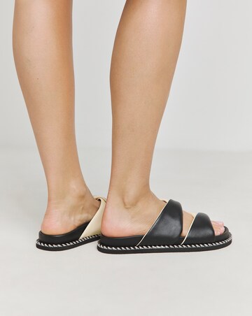 Simply Be Mica Soft Twist Leather Footbed Sandals - Wide Fit (E)