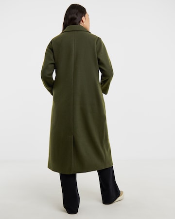 Khaki Single Breasted Longline Lined Coat