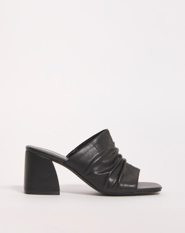 Elissa Ruched Heeled Mule Sandals - Extra Wide Fit (EEE)