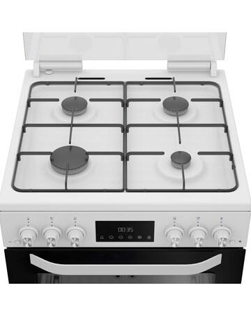 Hotpoint HTG6GDCW 60cm Gas Twin Cooker with Glass Lid - White