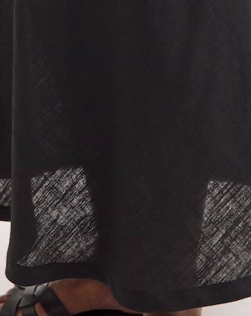 Black Linen Bias Cut Maxi Slip Skirt