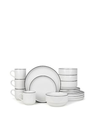 Waterside Monochrome Stackable 16 Piece Dinner Set