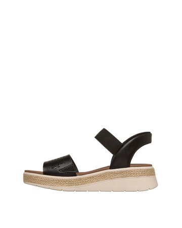 Skechers Bobs Sun Ray Step Aside Slip Ins Black Sandals - Standard Fit (D)