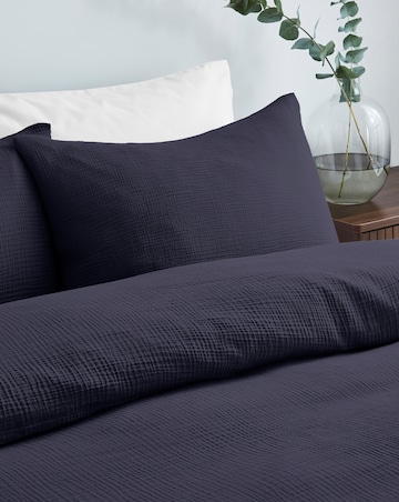 Cotton Crinkle Muslin Duvet Set - Midnight