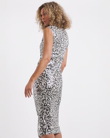 Leopard Linear Sequin Sleeveless Dress
