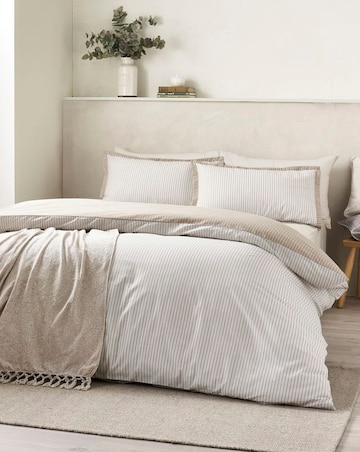 Catherine Lansfield Oxford Pinstripe Duvet Cover Set - Natural
