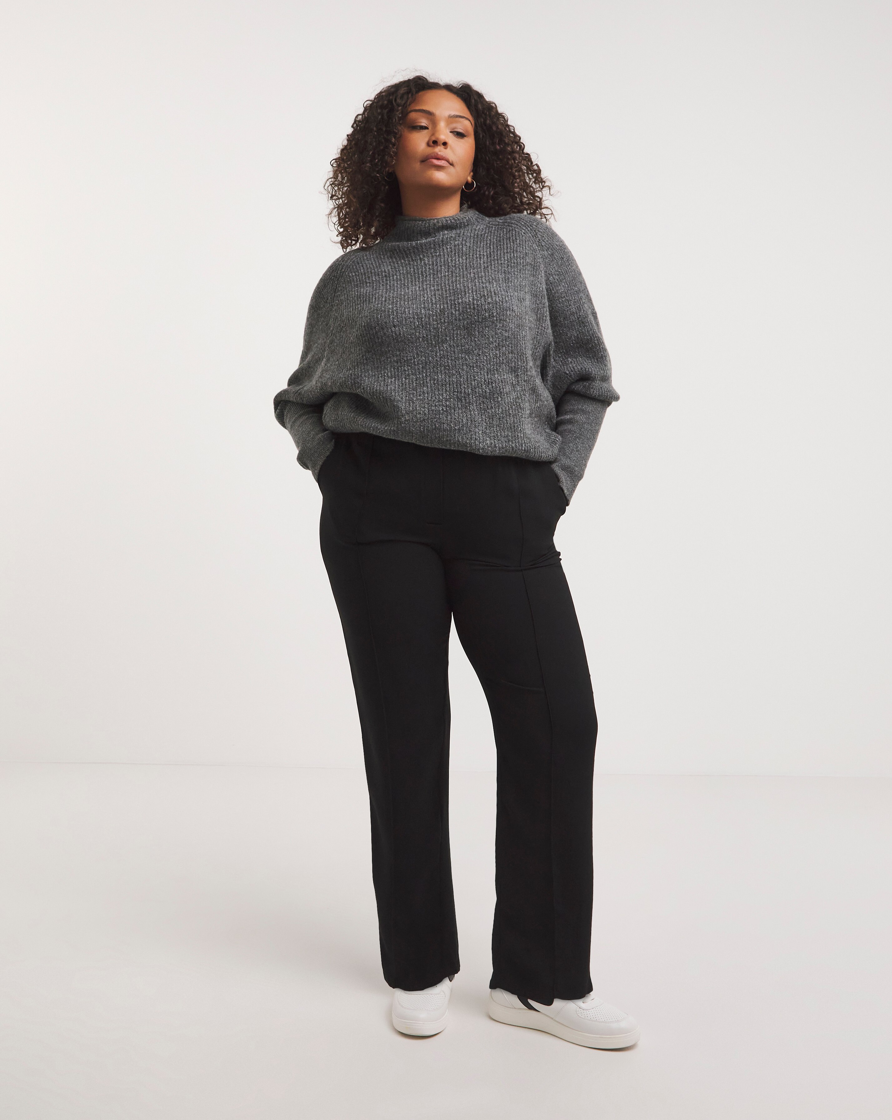 Black Woven Tapered Leg Trouser