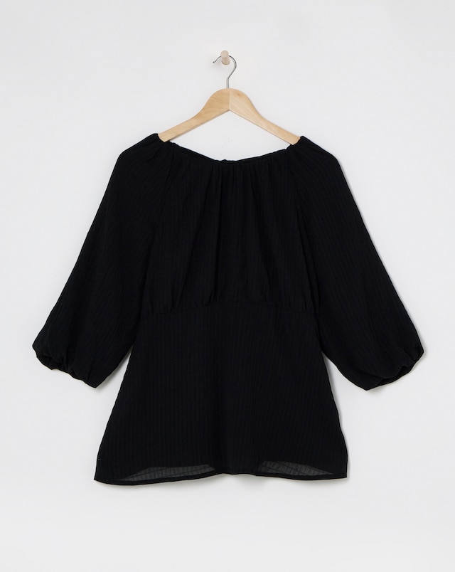 Exposed Back Textured Swing Top - Black
