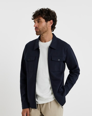 Folio Interlock Zip Shacket-Navy