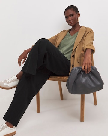 Khaki V-Neck Longline Split Hem Slouch T-Shirt