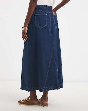 Pure Cotton Raw Edge A Line Denim Skirt