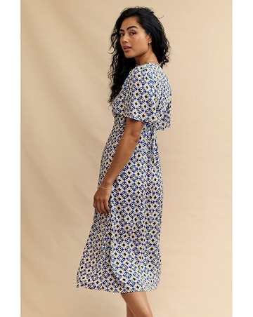 Nobody's Child Blue Geometric Dee Dee Midi Dress