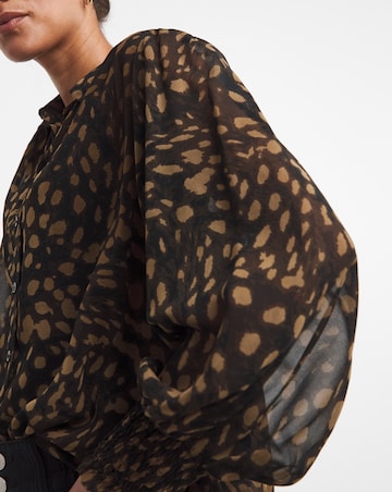 Printed Georgette Volume Sleeve Shirred Cuff Shirt