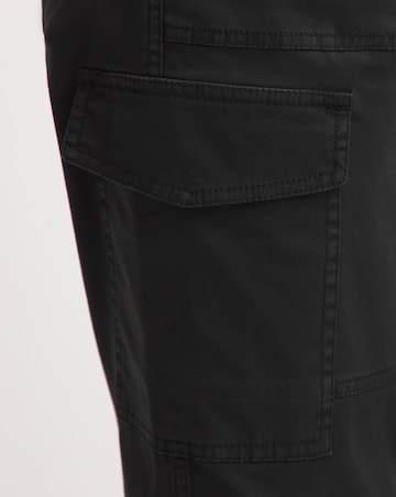 Black Cotton Rich Tapered Utility Trousers with Stretch