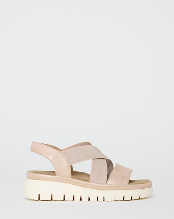 Cushion Walk Rose Gold Shimmer Stretch Strap Flatforms - Wide Fit (E)