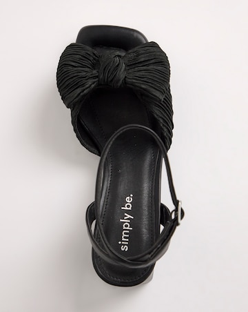 Isla Plisse Bow Low Heel Occasion Sandals Wide E Fit