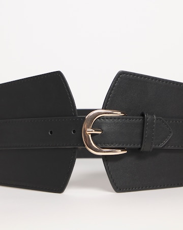 Black Buckle Front Wide Waist Belt