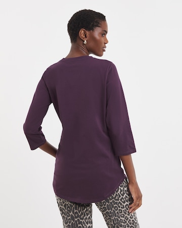 2 Pack Longline Curved Hem 3/4 Sleeve T-shirts