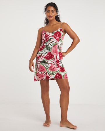 Cyberjammies Woven Watermelon Print Strappy Chemise White Mix