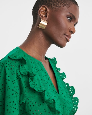 Pure Cotton Broderie Frill Jersey Back Top