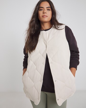 Simply Be Stone Textured Quilted Round Collar Gilet