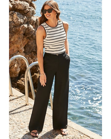 Sosandar Linen Wide Leg Trouser