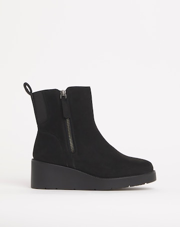 Rene Zip Detail Wedge Ankle Boots - Extra Wide Fit (EEE)