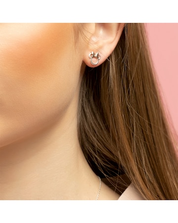 Disney Minnie Mouse Sterling Silver Stud Earrings with Rose Gold Bow