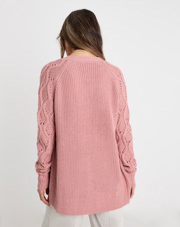 Rose Edge To Edge Stitch Sleeve Cardigan