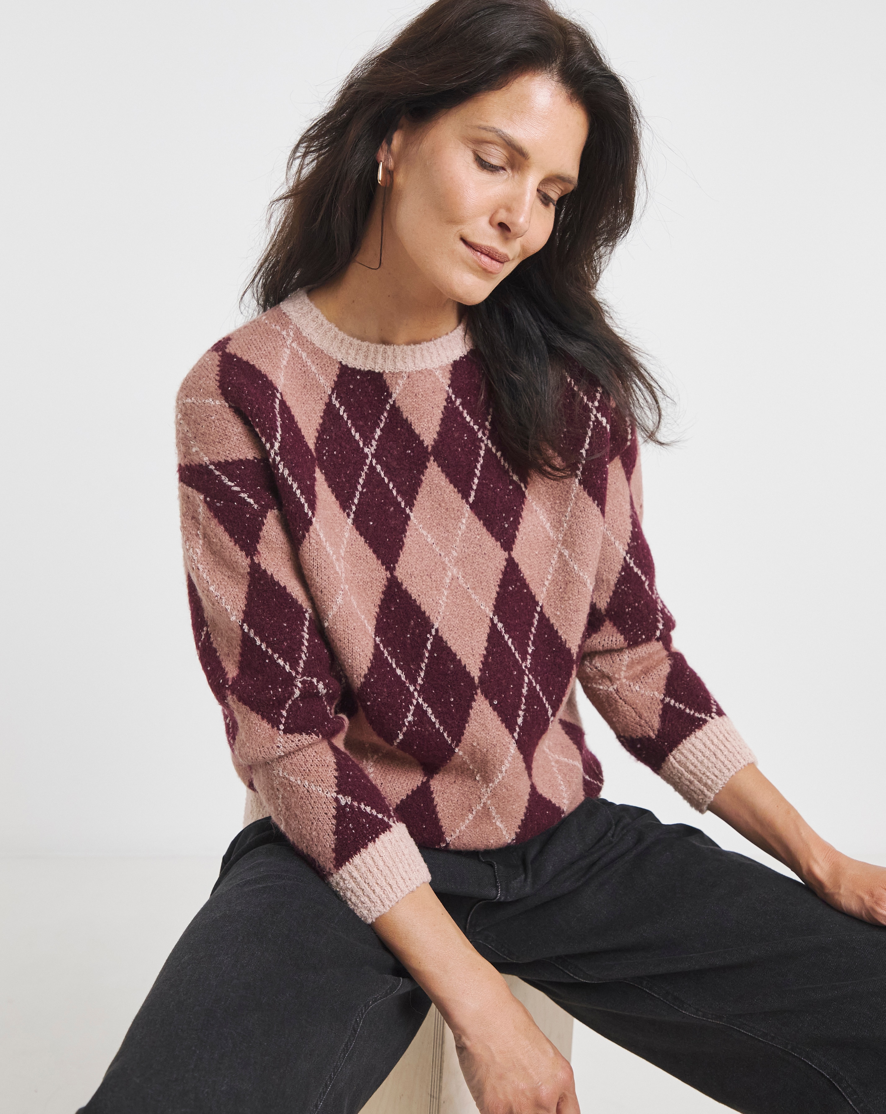 Pink Multi Argyle Jumper | JD Williams