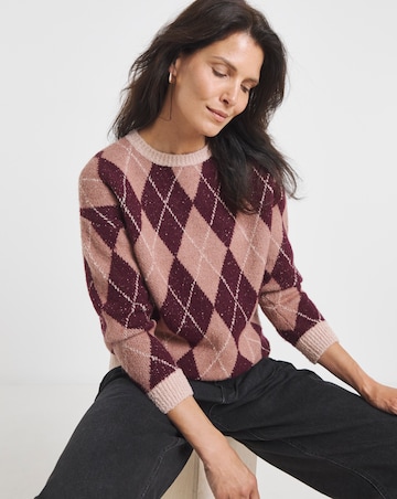 Pink Multi Argyle Jumper