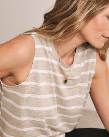 Anthology Rib Crew Neck Linen Tank