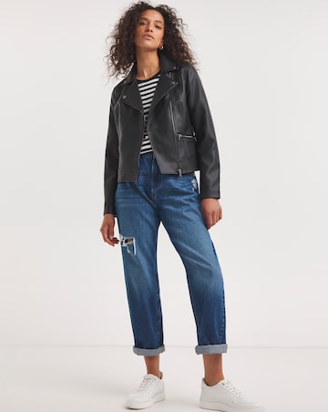 Black Faux Leather Biker Jacket