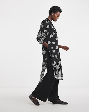 Printed Longline Shirt With Side Splits