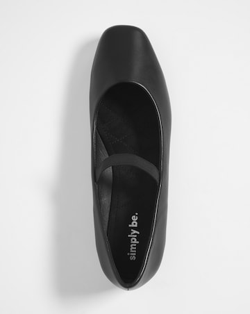 Eleanor Square Toe Mary Jane Ballerina Shoes - Wide Fit (E)