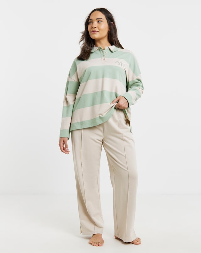 Simply Be Rugby Top & Wide Leg Lounge Set