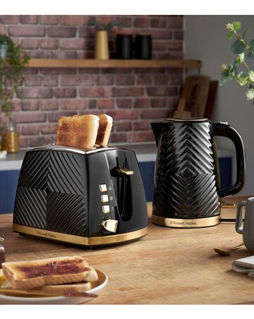 Russell Hobbs Groove Kettle & Toaster Bundle Black