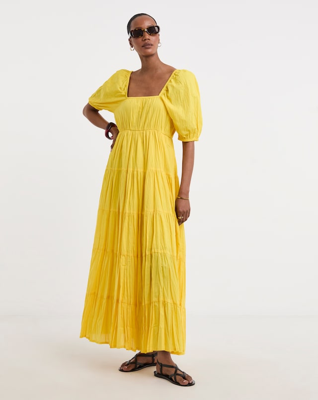 Pure Cotton Volume Maxi Smock Dress